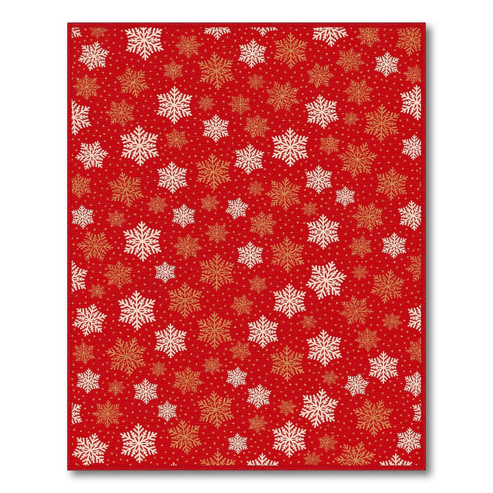 Red Snowflake Geometric Area Rug