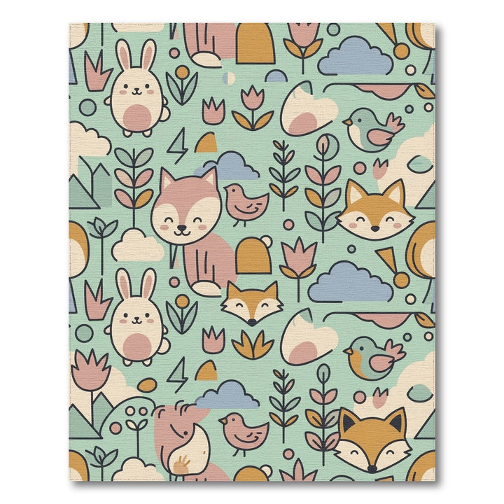 Cute Woodland Critters and Flowers Rug