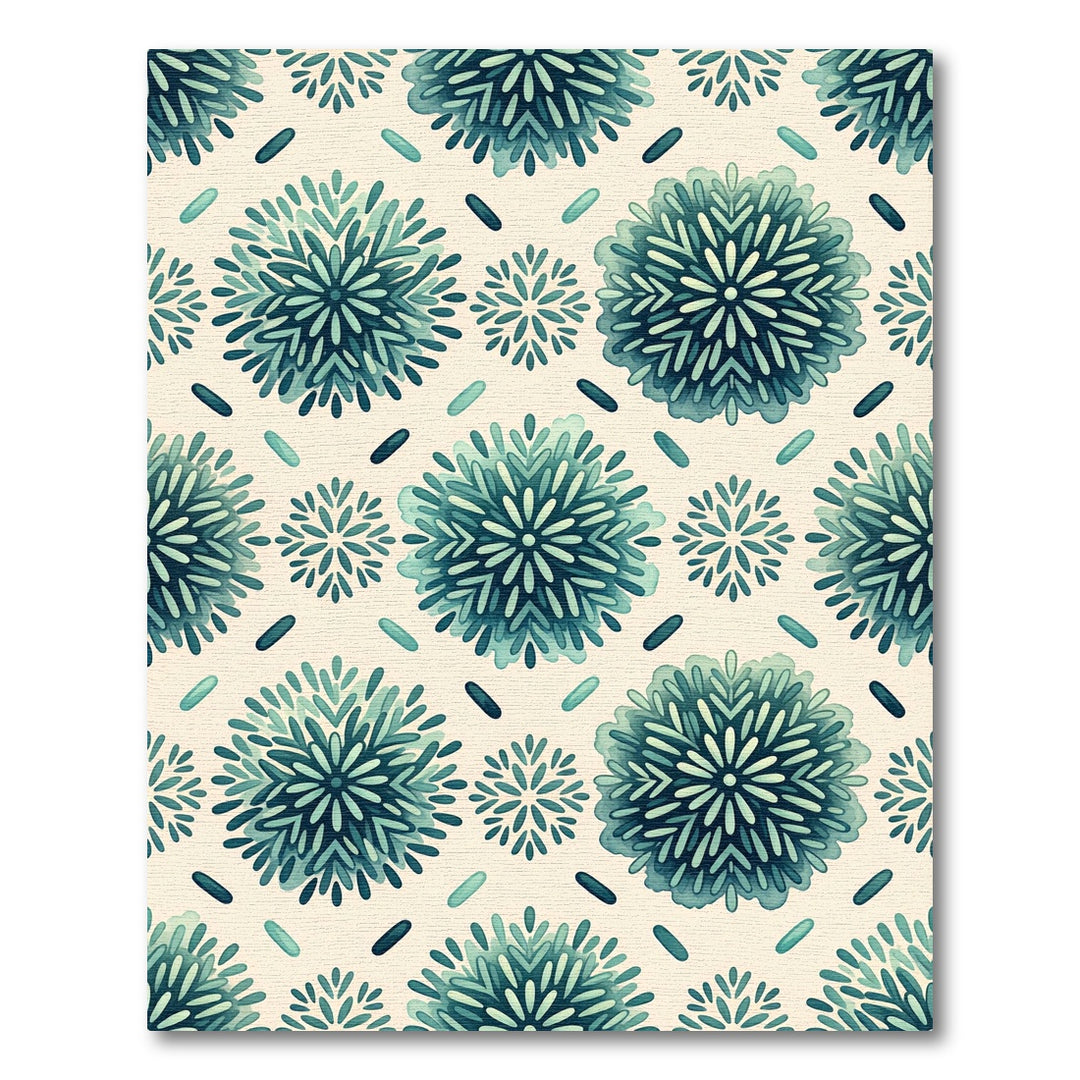 Teal Teal Floral Starburst Rug