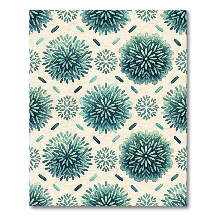 Teal Teal Floral Starburst Rug