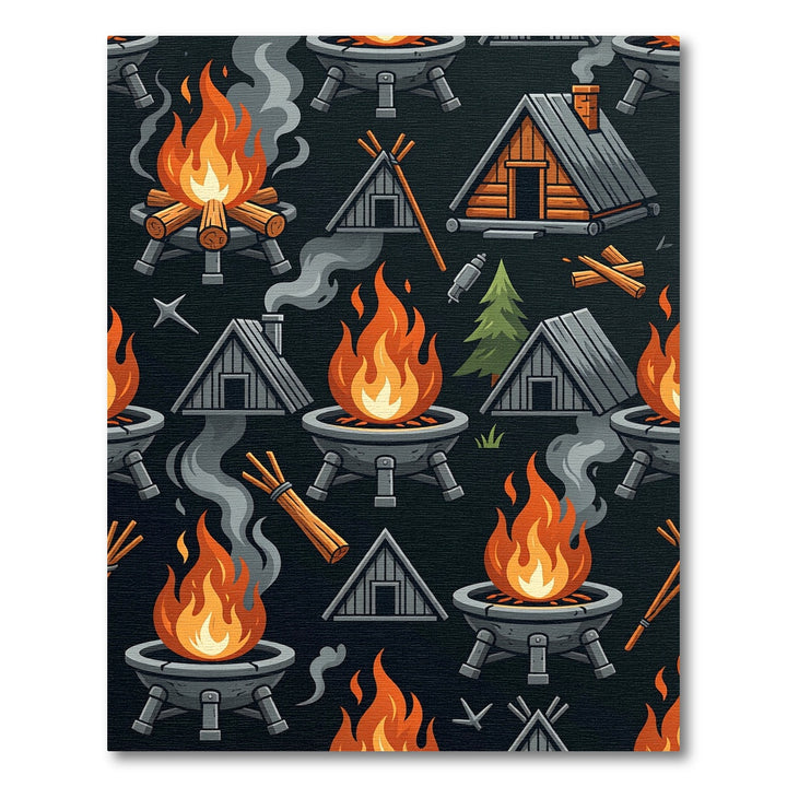 Cozy Campfire Woodland Cabin Rug