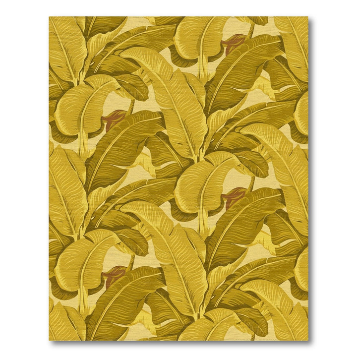 Golden Banana Leaf Tropical Arrangement Rug
