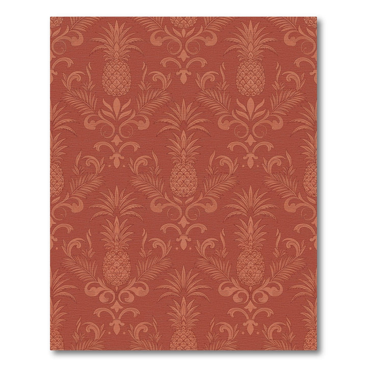 Terracotta Pineapple Damask Scroll Rug