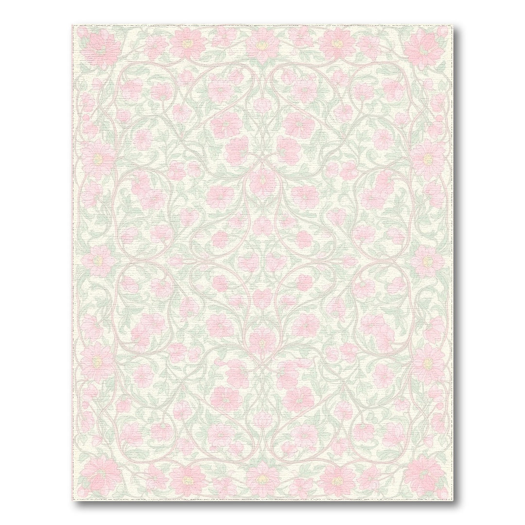 Pink Floral Vintage Washable Area Rug