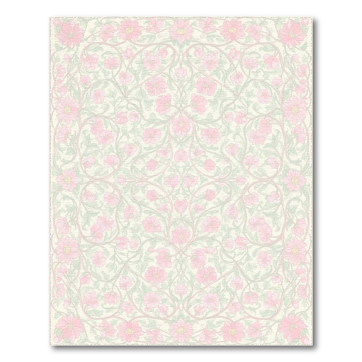 Pink Floral Vintage Washable Area Rug
