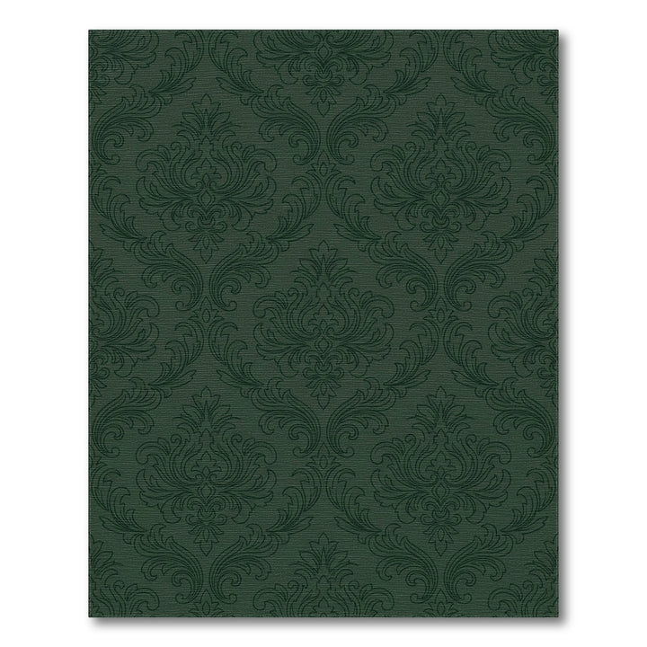 Dark Green Ornate Floral Scroll Rug
