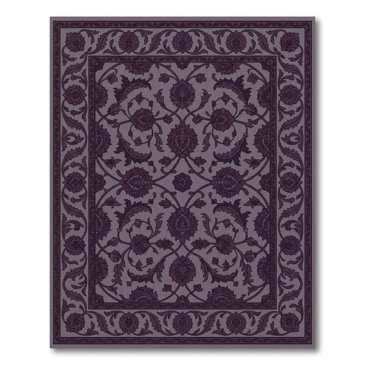 Rich Plum Floral Garden Medallion Rug