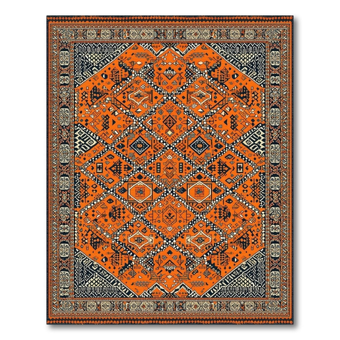 Orange Vibrant Orange Tribal Area Rug