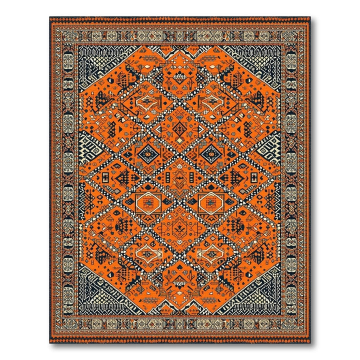 Orange Vibrant Orange Tribal Area Rug