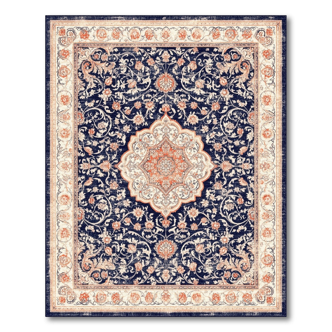 Navy Blue Traditional Persian Area Rug