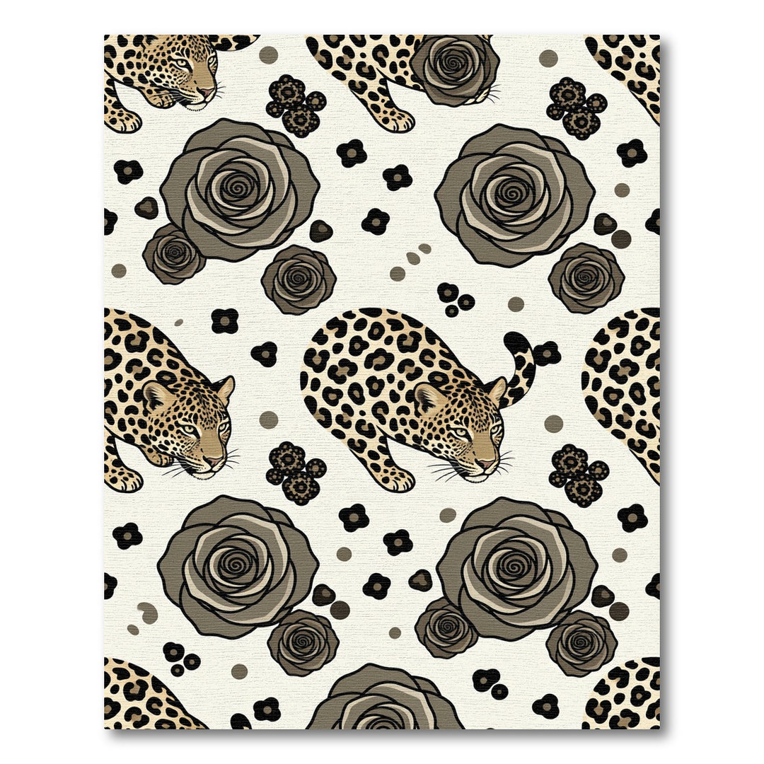 Chic Leopard Rose Floral Rug