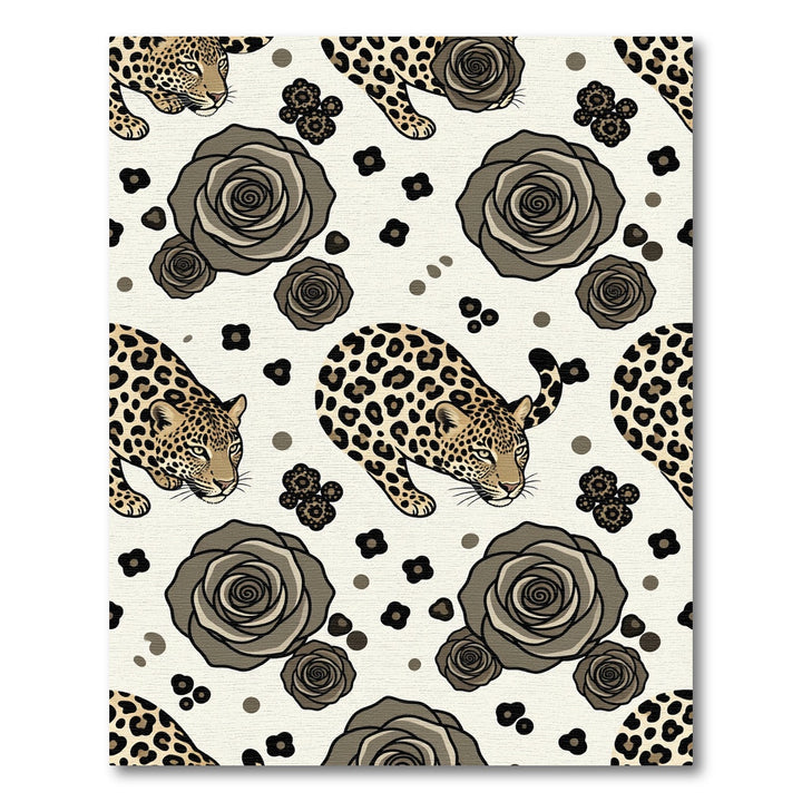 Chic Leopard Rose Floral Rug
