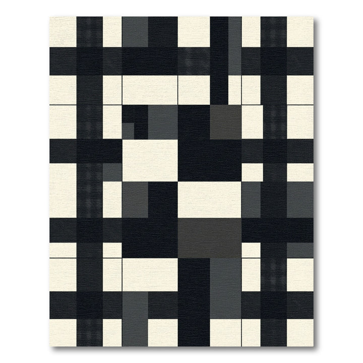 Monochrome Plaid Geometric Patchwork Rug