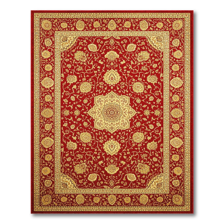 Red Gold Persian Medallion Area Rug