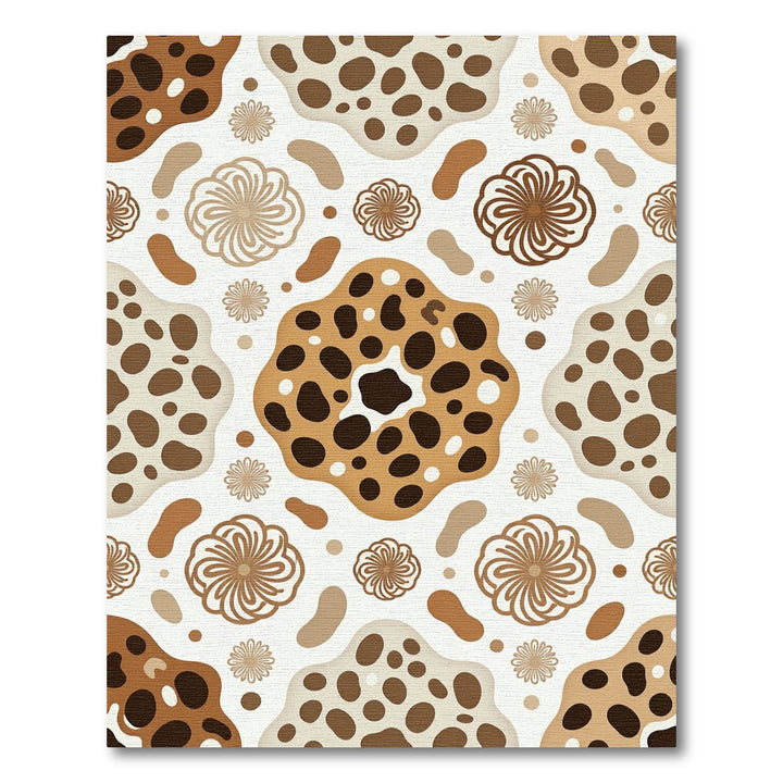 Brown Cream Polka Dot Floral Rug