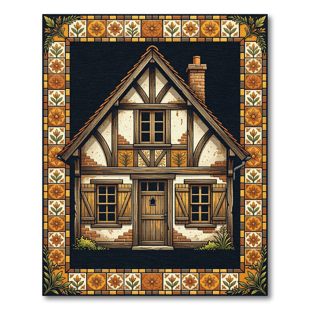 Warm Cottage Floral Border Rug