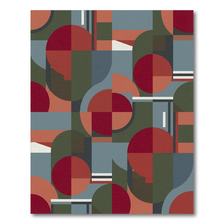 Mid-Century Geometric Circles and Rectangles Rug