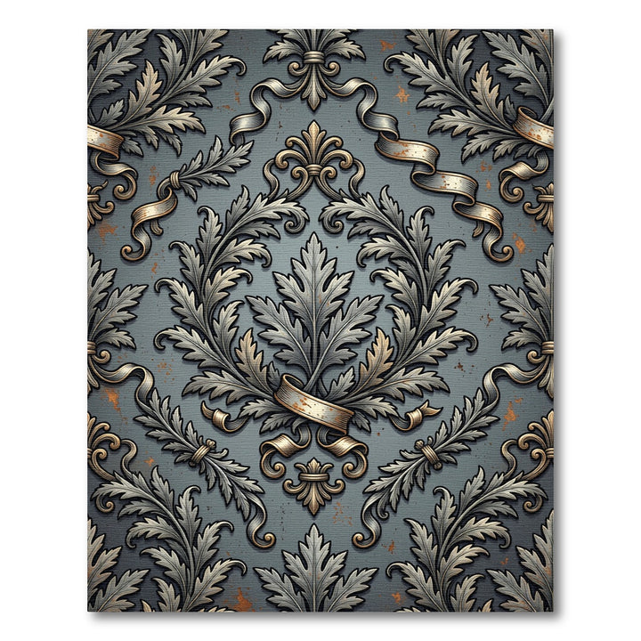 Antique Silver Leaf Scroll Rug