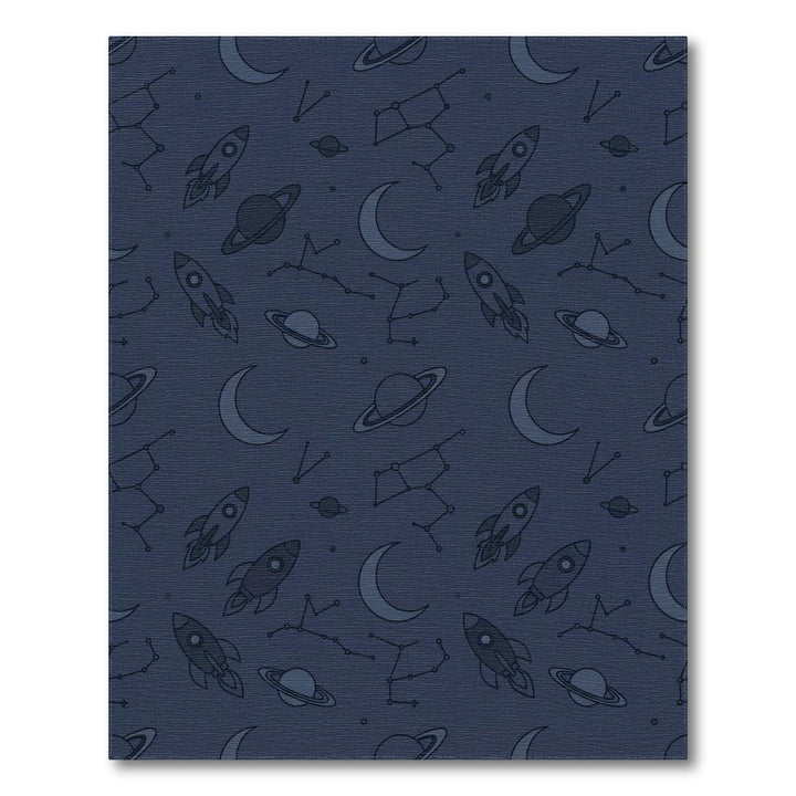 Night Sky Rocketship Moon Constellation Rug