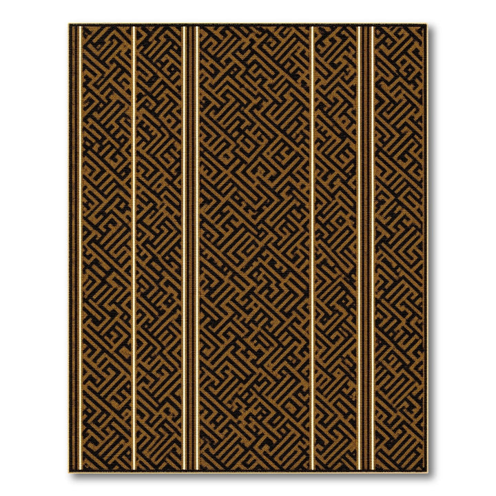 Black and Gold Geometric Maze Area Rug