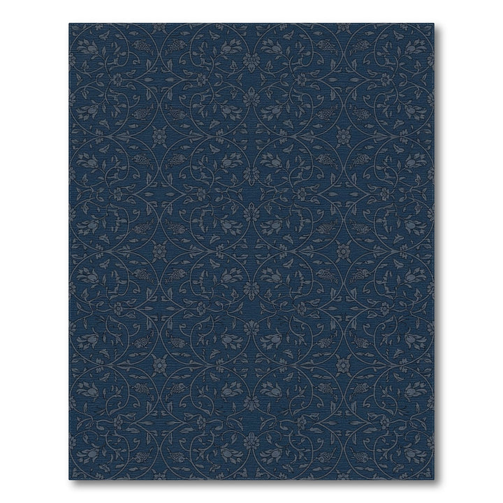 Navy Blue Floral Fish Medallion Rug
