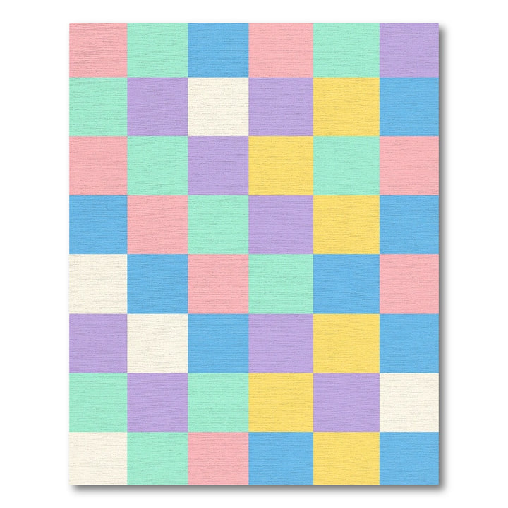 Pastel Checkerboard Square Grid Rug