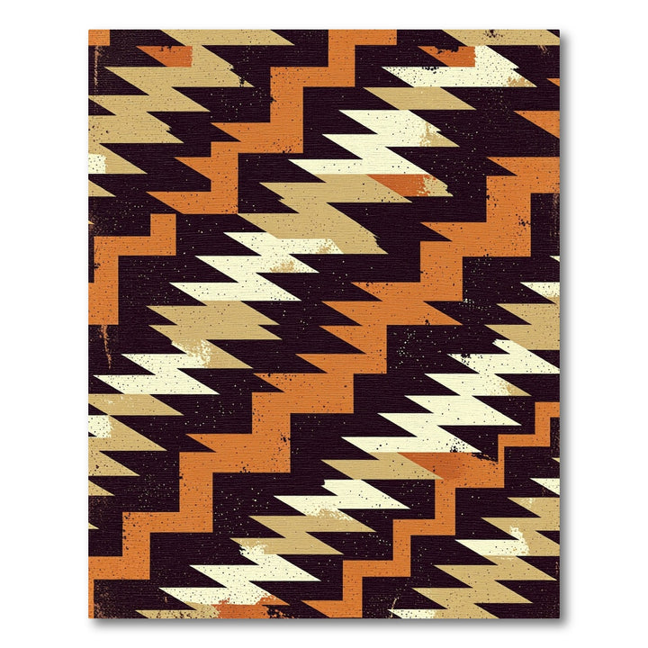 Orange Cream Geometric Navajo Rug