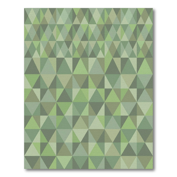 Earthy Green Geometric Triangle Harmony Rug
