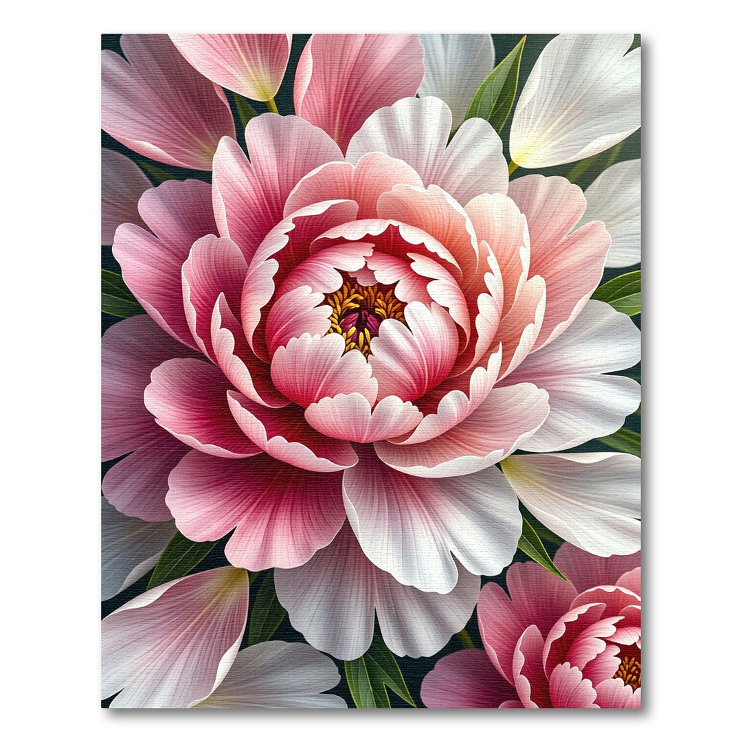 Vibrant Pink White Peony Bloom Rug
