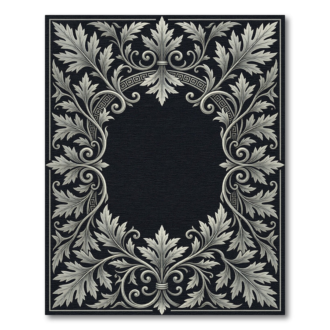 Classic Silver Acanthus Scroll Border Rug