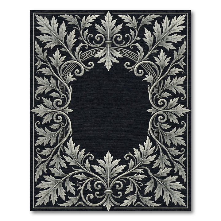 Classic Silver Acanthus Scroll Border Rug