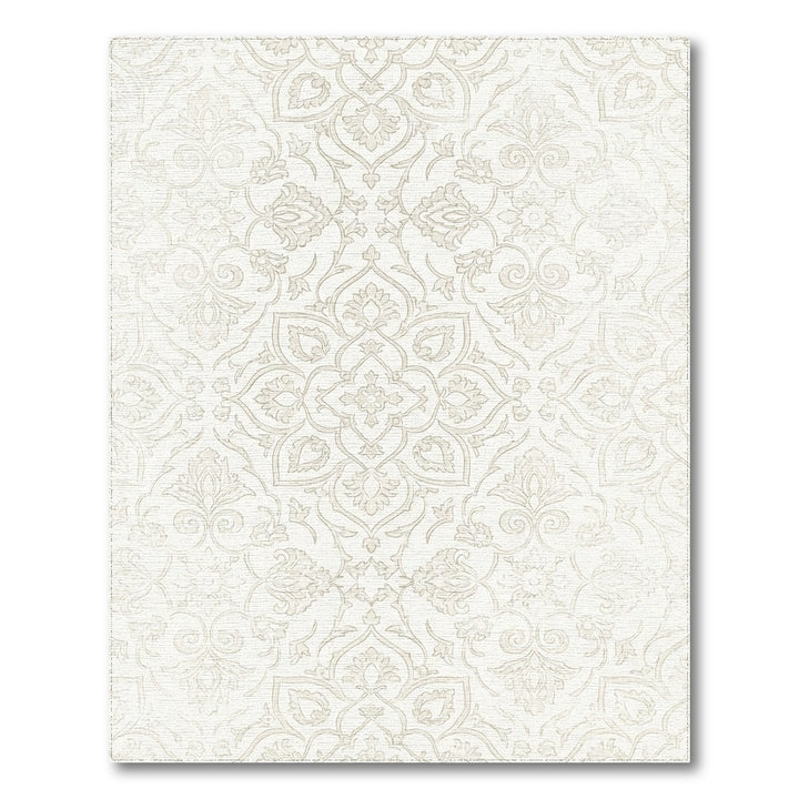 Cream White Ancient Floral Medallion Rug