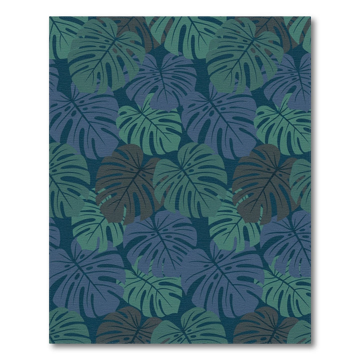 Deep Blue Green Leafy Tropical Canopy Rug
