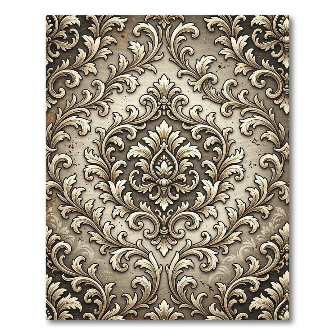 Antique Gold Baroque Scroll Rug