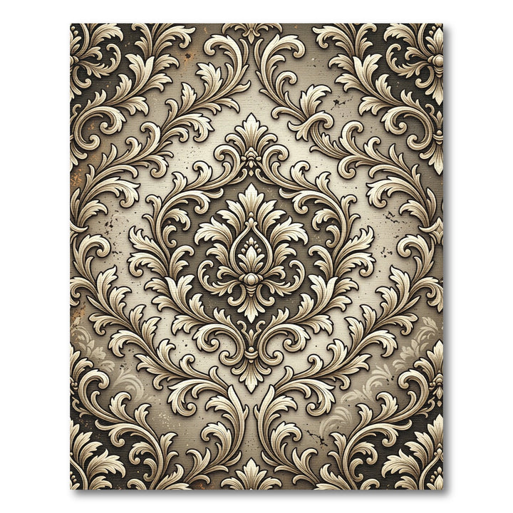 Antique Gold Baroque Scroll Rug