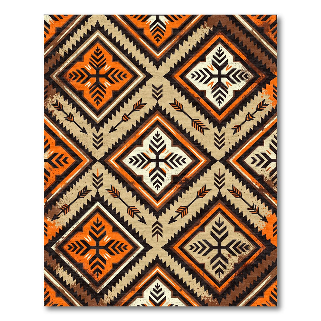 Bold Orange Tribal Diamond Arrows Rug