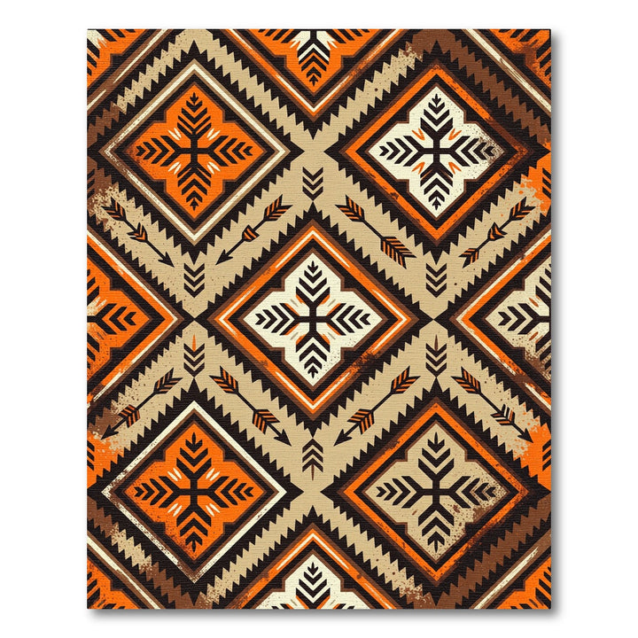 Bold Orange Tribal Diamond Arrows Rug