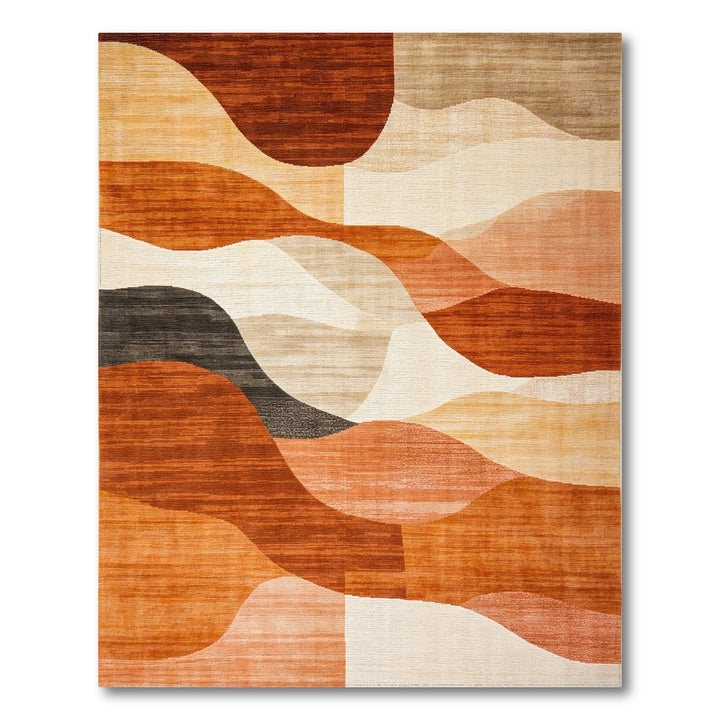 Orange Warm Orange Abstract Wave Area Rug