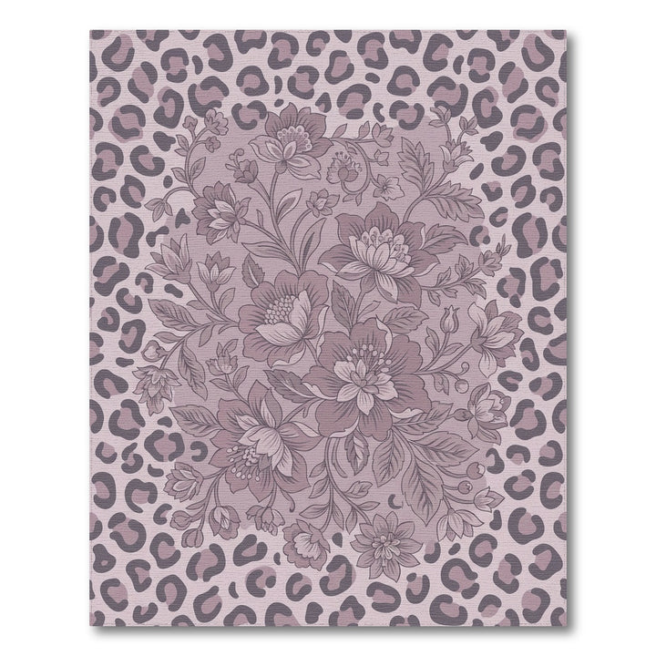 Mauve Floral Leopard Round Rug