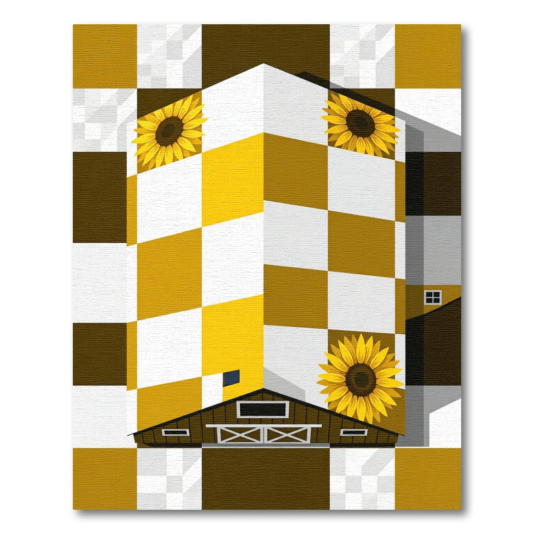 Checkerboard Sunflower Barn Contemporary Rug