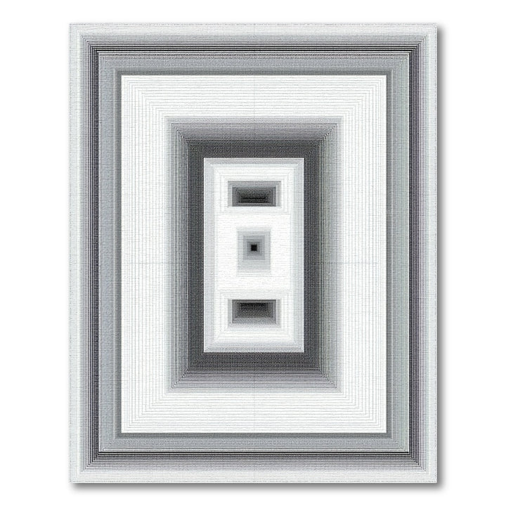 Black White Concentric Geometric Area Rug