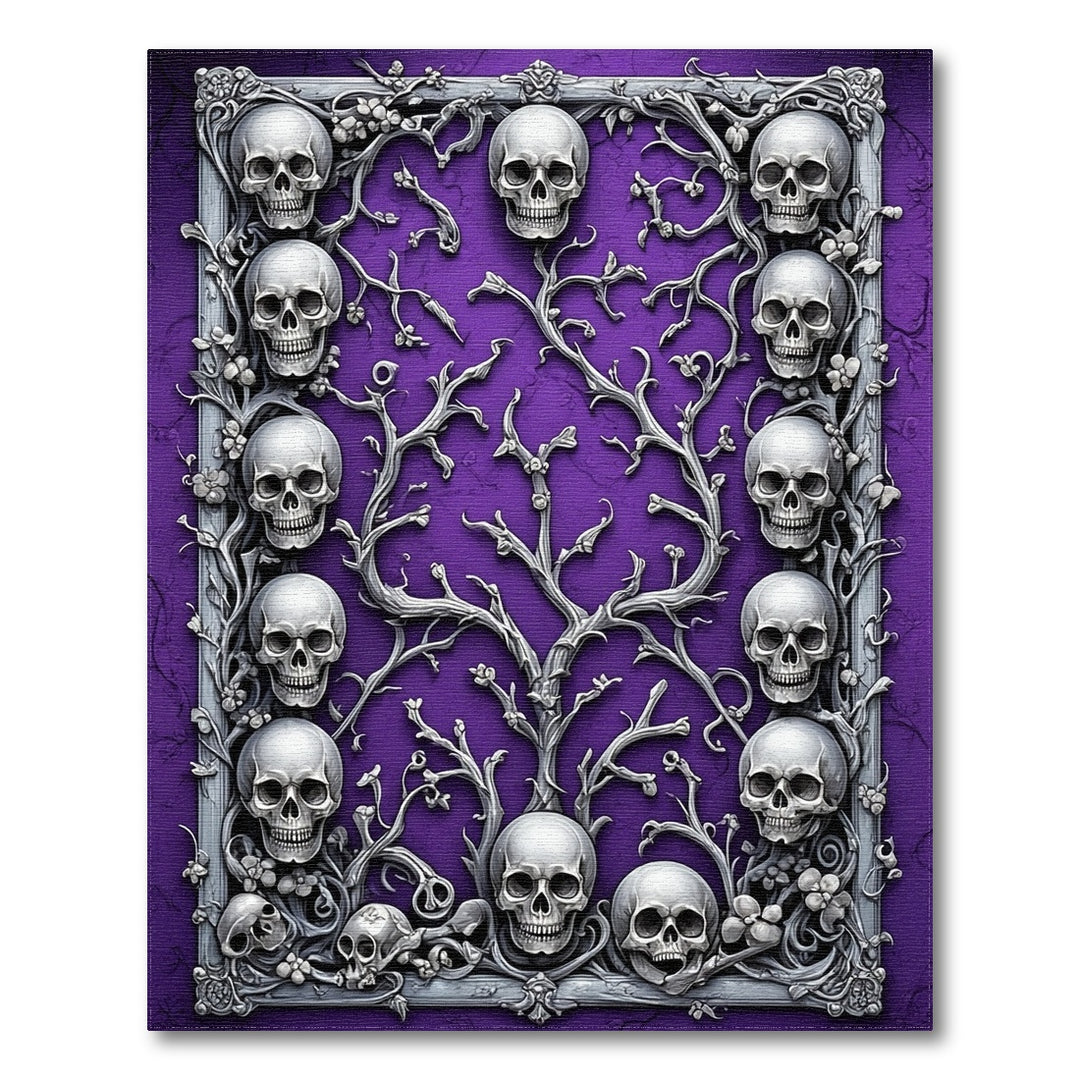 Purple Gothic Skull Branch Area Rug