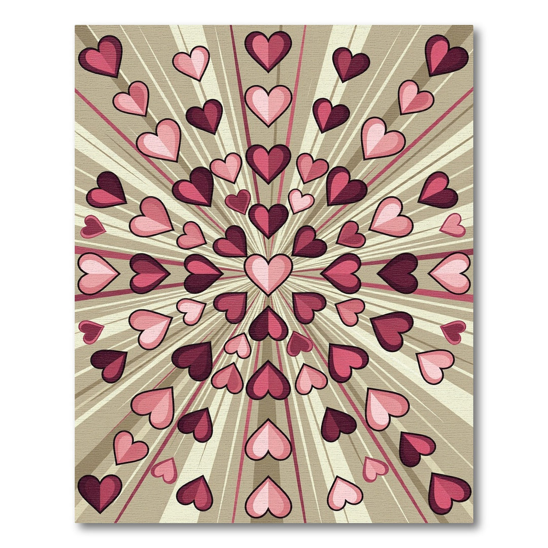 Pink Hearts Burst Composition Rug