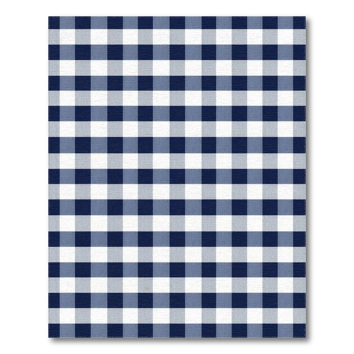 Geometric Modern Navy Blue Gingham Check Area Rug