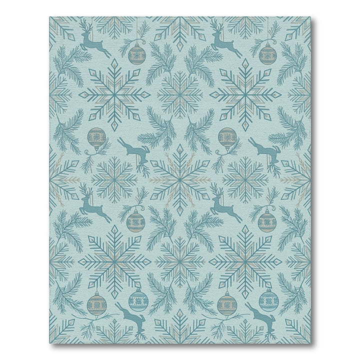 Winter Snowflakes Ornaments Reindeer Pine Branch Rug