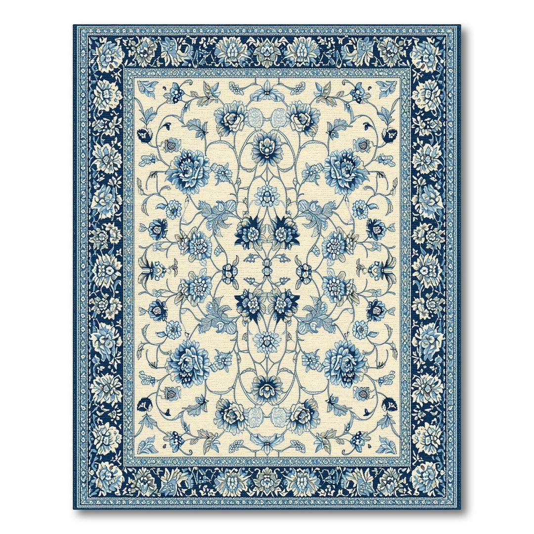 Blue Floral Vintage Area Rug