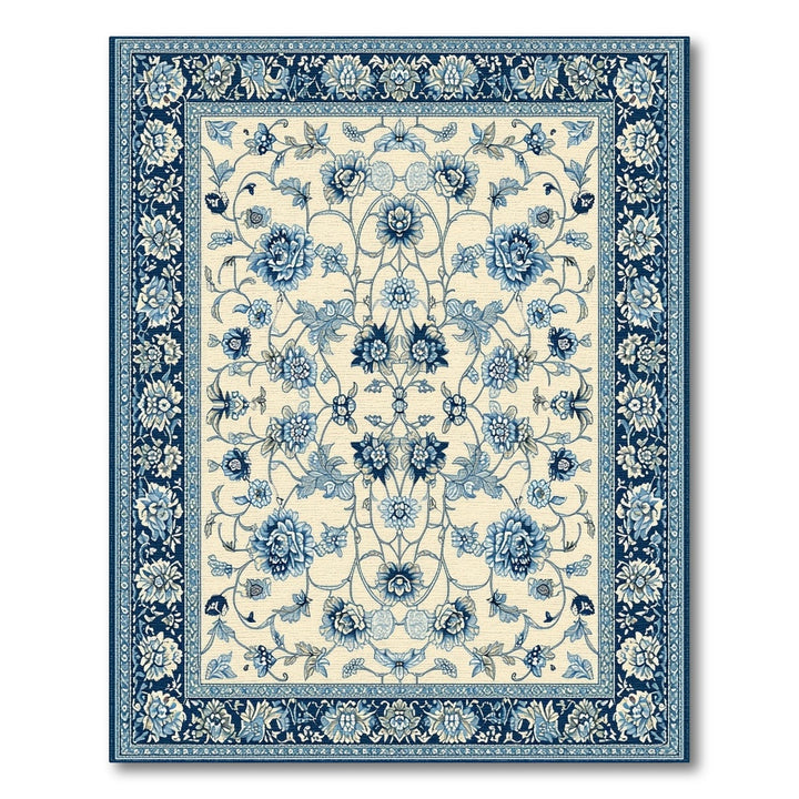Blue Floral Vintage Area Rug