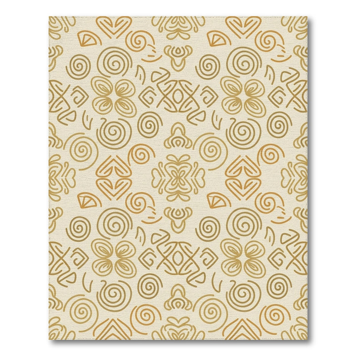 Golden Abstract Swirl and Bloom Rug