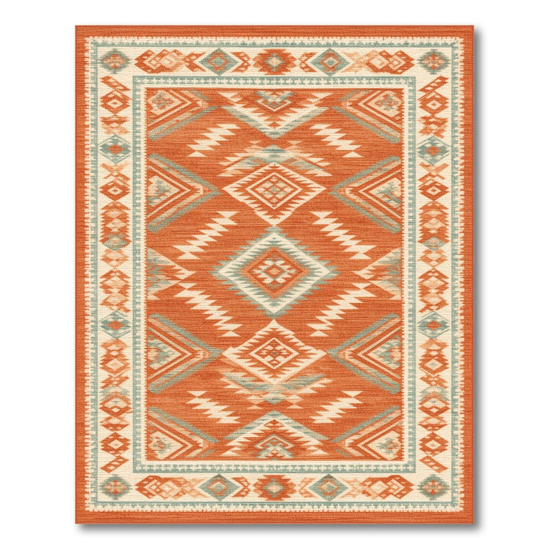 Orange Southwestern Geometric Area Rug