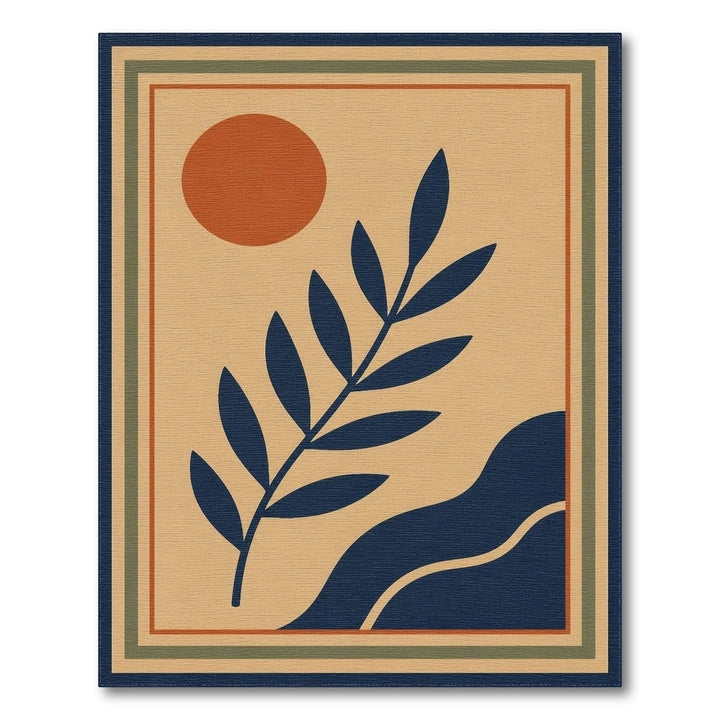 Abstract Leaf Sun Beige Area Rug